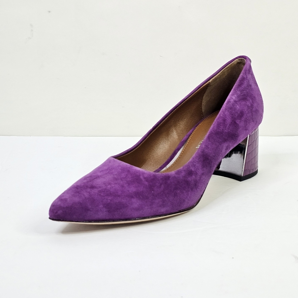 Donald Pliner Purple Suzette Suede Pointed Toe Heels - Picture 4 of 8